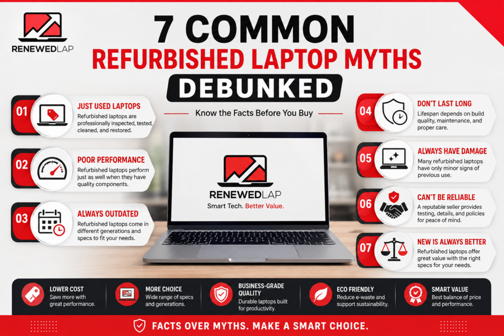 7 common refurbished laptop myths debunked with a RenewedLap laptop
